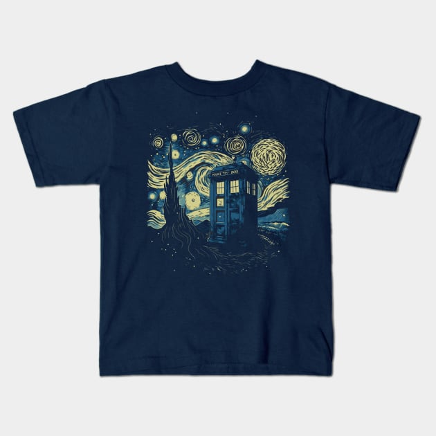 The Starry Tardis Kids T-Shirt by DesignedbyWizards